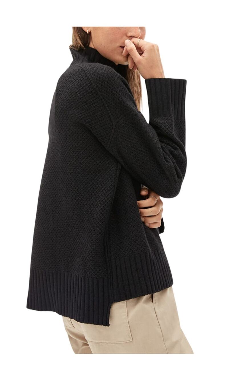 Everlane Recycled Black Stroopwafel Turtleneck Sweater Size XS